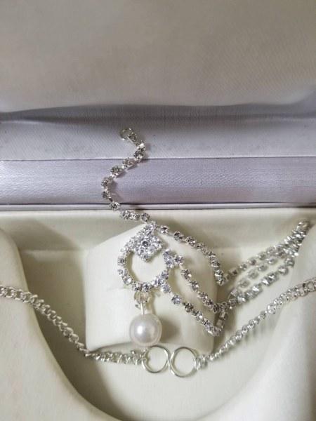 Elegant Silver Crystal Rhinestone Jewelry Set for Women – Fashion Statement Necklace & Earrings